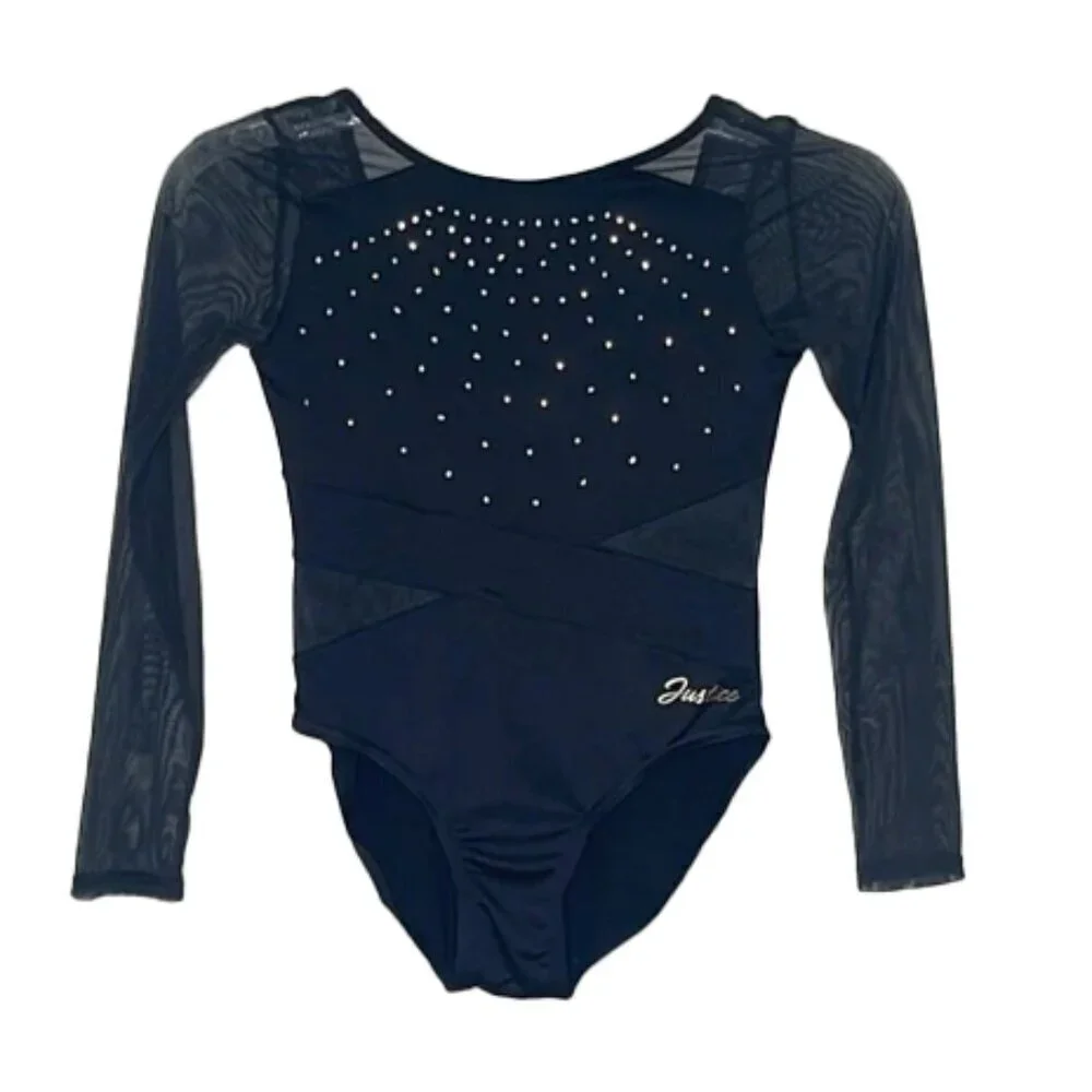 ❤️ JUSTICE Black Long Sleeve Leotard Size M
